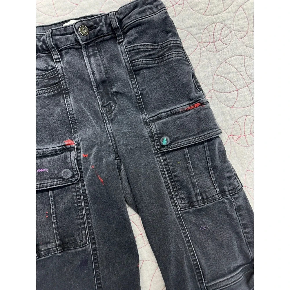 Hidden Los Angeles Cargo Pants Black Straight Leg Utility / Women's 28